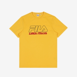 Fila Linea Italia Logo - Miesten Poolopaita - Keltainen | FI-91432